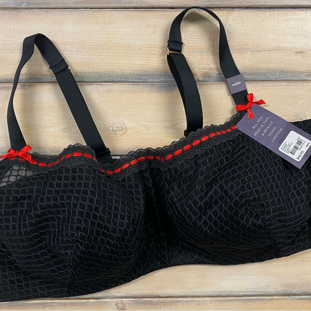 Lane Bryant Cacique Black and Red Bra 44DD